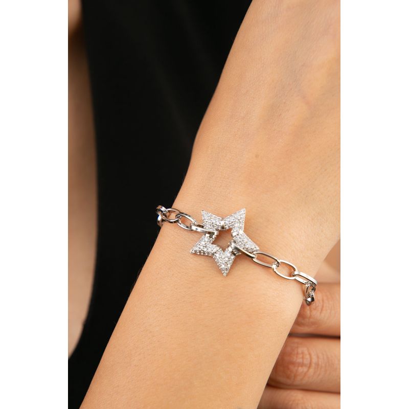 Fashion, accesorii si bijuterii - Femei - Bijuterii femei - Bratari femei - Bratara, Heliophilia, femei, argintiu, metal, zirconiu, 20 cm - Infinity.ro