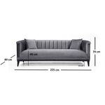 Casa si Gradina - Mobilier - Canapele si coltare - Canapele - Canapea 3 locuri, Hanah Home, lemn fag, gri inchis, 225x89x79 cm - Infinity.ro