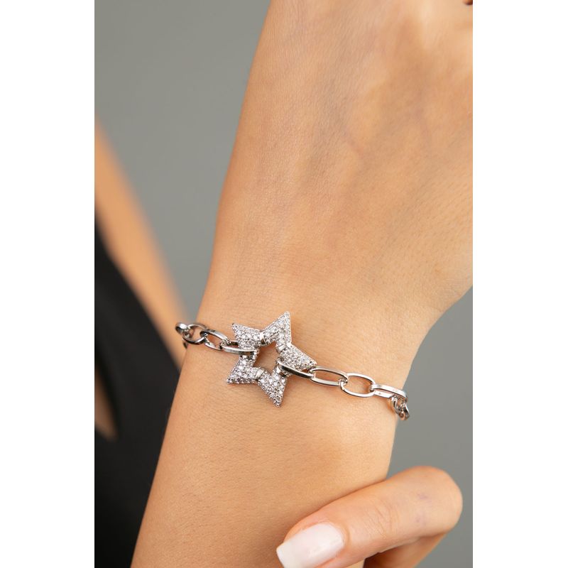 Fashion, accesorii si bijuterii - Femei - Bijuterii femei - Bratari femei - Bratara, Heliophilia, femei, argintiu, metal, zirconiu, 20 cm - Infinity.ro