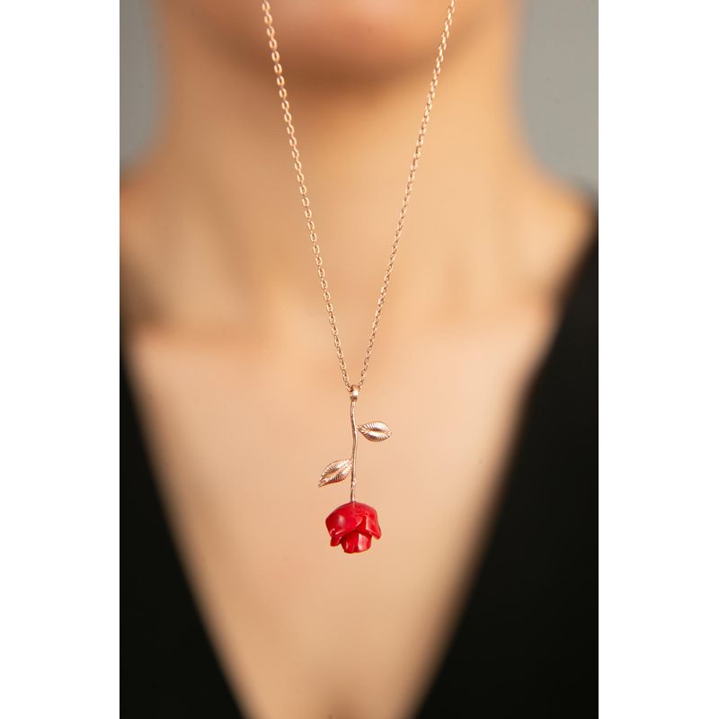 Fashion, accesorii si bijuterii - Femei - Bijuterii femei - Coliere femei - Colier, Heliophilia, argint 925, multicolor, piatra coral, 43 cm - Infinity.ro