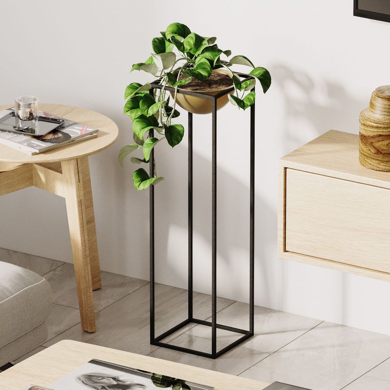 Casa si Gradina - Gradinarit si plante - Plante si ghivece - Ghivece si suporturi - Ghiveci decorativ, Aberto Design, metal, negru auriu, 28x28x80 cm - Infinity.ro