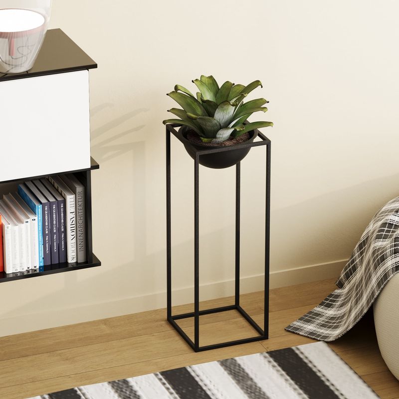 Casa si Gradina - Gradinarit si plante - Plante si ghivece - Ghivece si suporturi - Ghiveci decorativ, Aberto Design, metal, negru, 22x22x60 cm - Infinity.ro