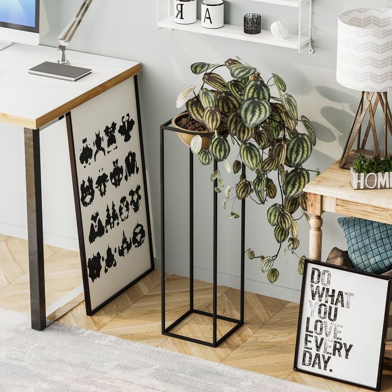 Casa si Gradina - Gradinarit si plante - Plante si ghivece - Ghivece si suporturi - Ghiveci decorativ, Aberto Design, metal, negru auriu, 28x28x80 cm - Infinity.ro