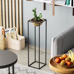 Casa si Gradina - Gradinarit si plante - Plante si ghivece - Ghivece si suporturi - Ghiveci decorativ, Aberto Design, metal, negru auriu, 28x28x80 cm - Infinity.ro