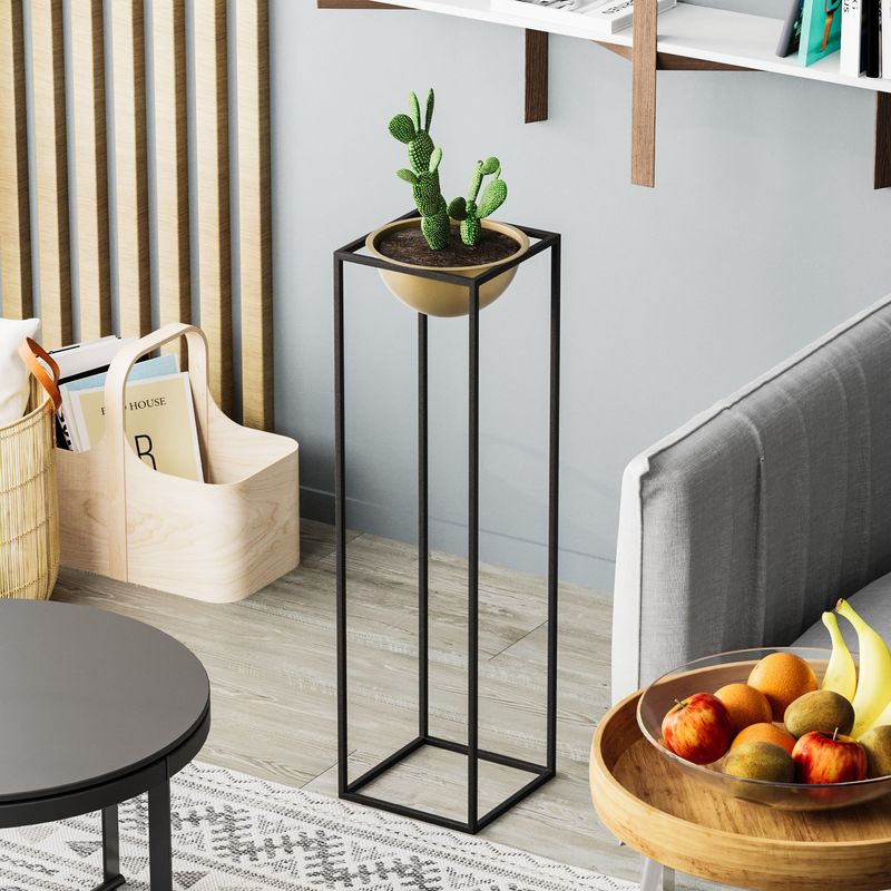 Casa si Gradina - Gradinarit si plante - Plante si ghivece - Ghivece si suporturi - Ghiveci decorativ, Aberto Design, metal, negru auriu, 28x28x80 cm - Infinity.ro