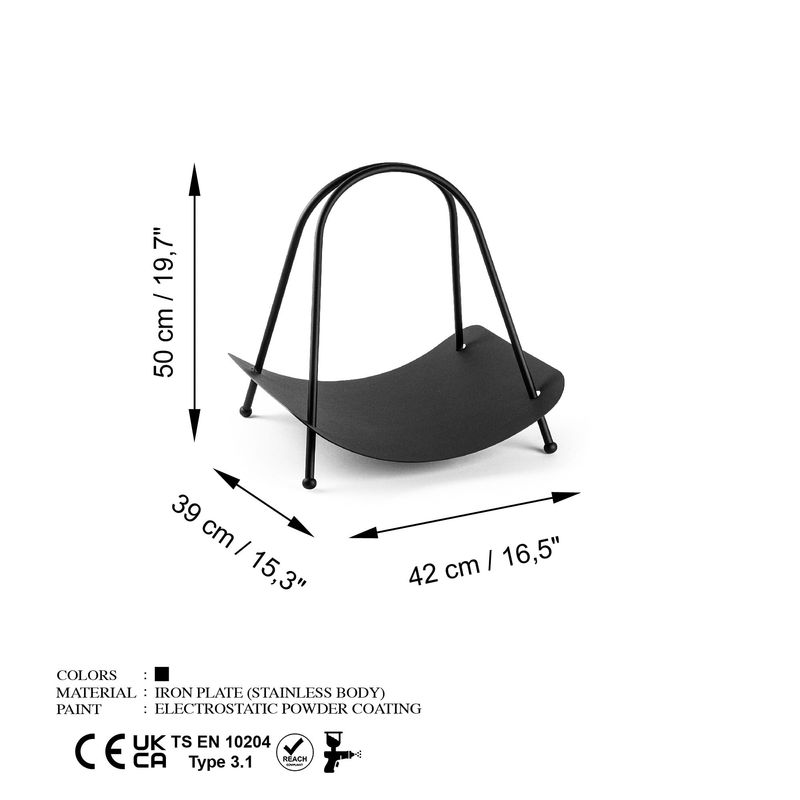Casa si Gradina - Termice - Sobe, Seminee si accesorii - Accesorii seminee si sobe - Accesoriu decorativ metalic, Aberto Design, metal, negru, 42x39x50 cm - Infinity.ro
