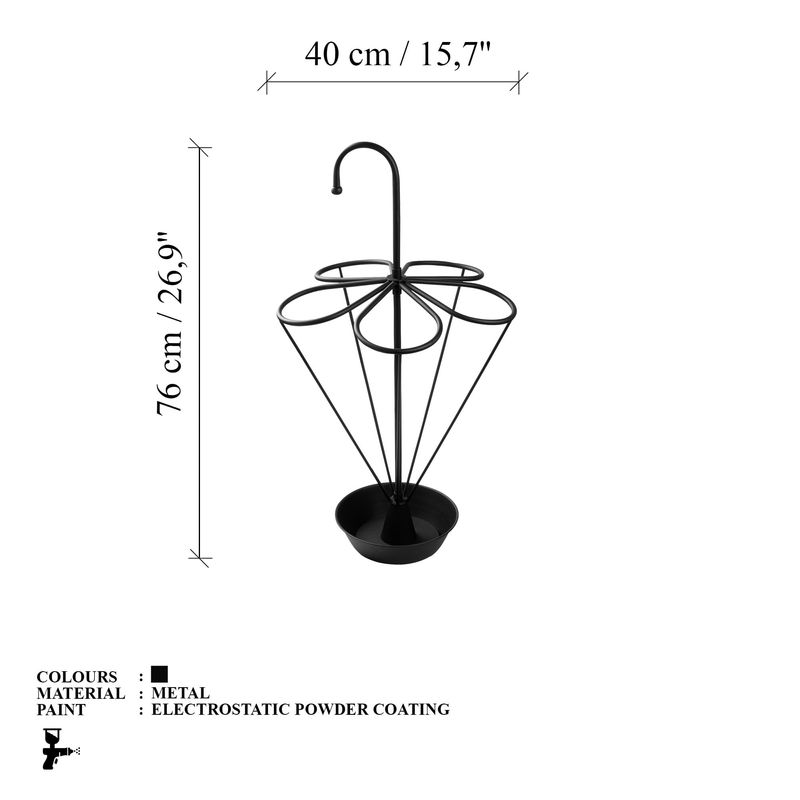 Casa si Gradina - Decoratiuni - Obiecte decorative - Suporturi umbrele - Suport umbrele, Aberto Design, metal, negru, 40x40x76 cm - Infinity.ro