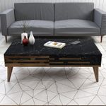 Casa si Gradina - Mobilier - Seturi de mobilier - Seturi living - Set mobilier living, Hanah Home, pal melaminat, nuc, negru, marmura - Infinity.ro