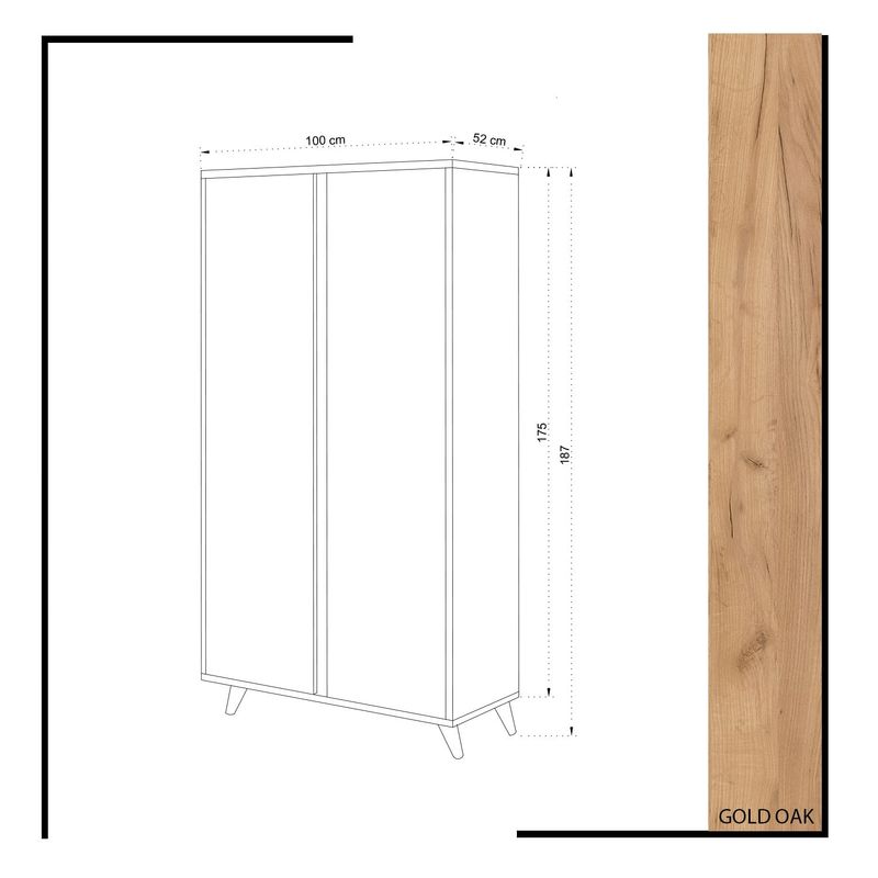 Casa si Gradina - Mobilier - Dulapuri si sifoniere - Sifoniere - Sifonier, Hanah Home, pal melaminat, stejar si alb, 100x52x187 cm - Infinity.ro