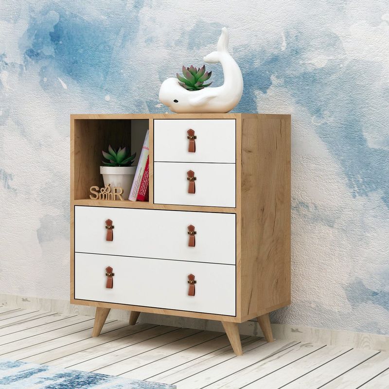Casa si Gradina - Mobilier - Comode si corpuri - Comode - Comoda, Hanah Home, pal melaminat, stejar alb, 70x40x88.6 cm, 811MDD3422 - Infinity.ro