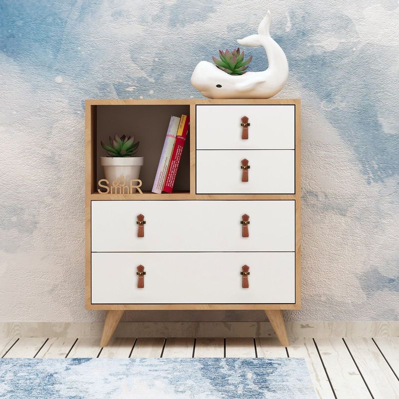 Casa si Gradina - Mobilier - Comode si corpuri - Comode - Comoda, Hanah Home, pal melaminat, stejar alb, 70x40x88.6 cm, 811MDD3422 - Infinity.ro