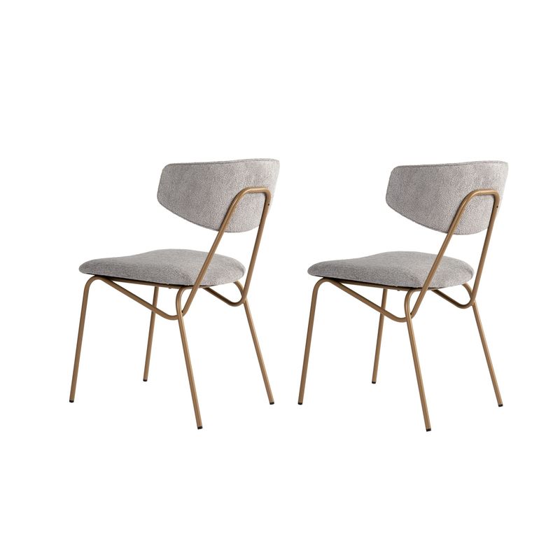 Casa si Gradina - Mobilier - Scaune si fotolii - Scaune - Set scaune, Hanah Home, fag, chenille, gri auriu, 48x59x80 cm - Infinity.ro