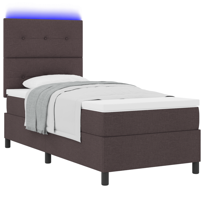 Casa si Gradina - Mobilier - Paturi si accesorii - Paturi - Pat cu arcuri si saltea de la cu LED - material maro inchis, 80 x 200 cm - Infinity.ro