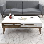 Casa si Gradina - Mobilier - Mese si birouri - Masute de cafea - Masuta de cafea, Hanah Home, pal melaminat, nuc si alb, 105x60x34.6 cm, 845HCT5357 - Infinity.ro