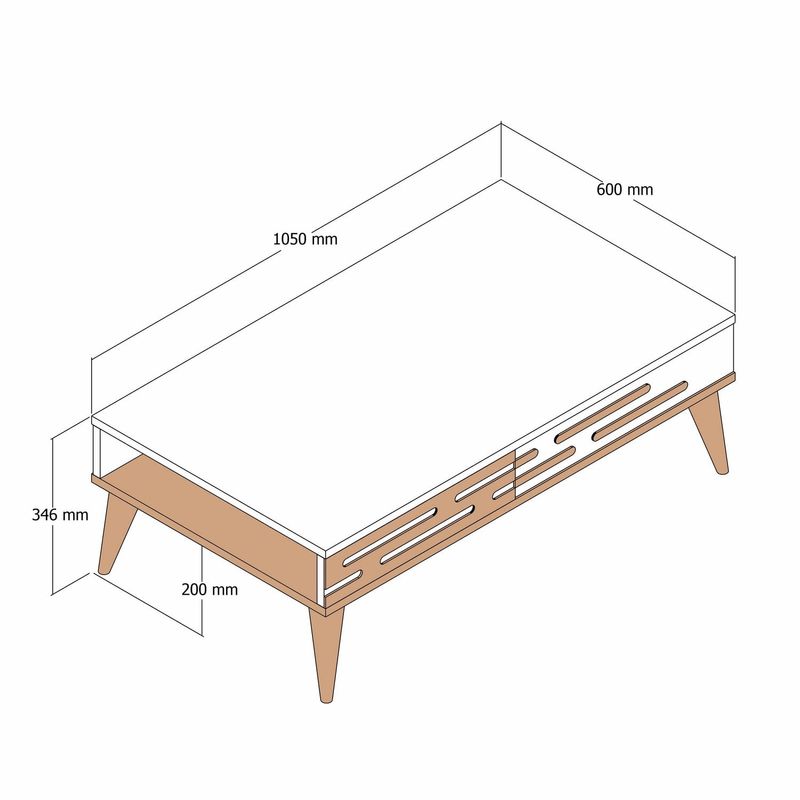Casa si Gradina - Mobilier - Mese si birouri - Masute de cafea - Masuta de cafea, Hanah Home, pal melaminat, nuc si alb, 105x60x34.6 cm, 845HCT5357 - Infinity.ro