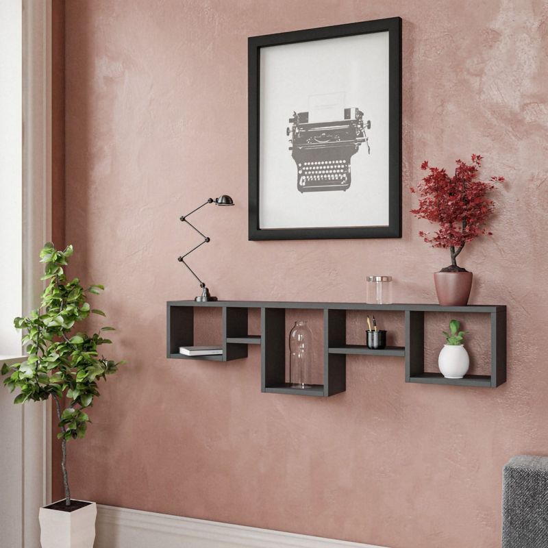 Casa si Gradina - Mobilier - Biblioteci si rafturi - Rafturi - Raft de perete, Hanah Home, PAL melaminat, antracit, 120x32x17 cm - Infinity.ro