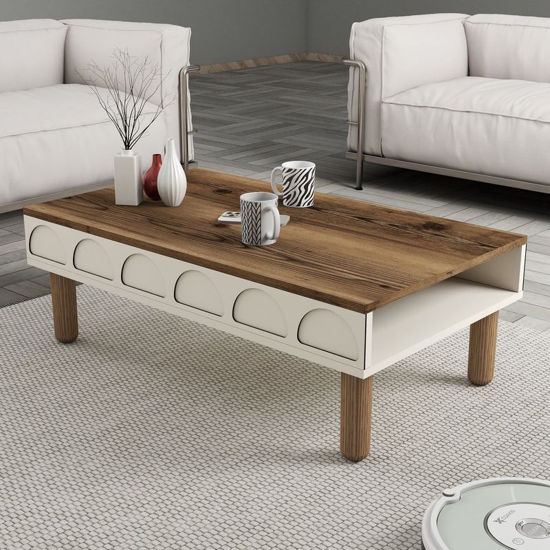 Casa si Gradina - Mobilier - Mese si birouri - Masute de cafea - Masuta de cafea, Hanah Home, pal melaminat, crem, 180x60x35.6 cm - Infinity.ro