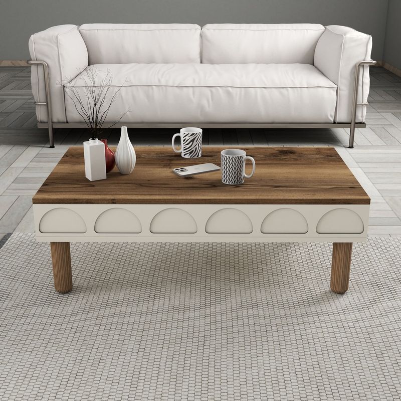 Casa si Gradina - Mobilier - Mese si birouri - Masute de cafea - Masuta de cafea, Hanah Home, pal melaminat, crem, 180x60x35.6 cm - Infinity.ro