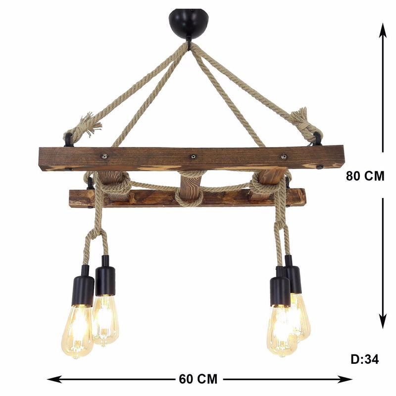 Casa si Gradina - Corpuri si surse de iluminat - Lustre si pendule - Candelabru, Opviq, lemn masiv de pin, nuc, 80x34x60 cm - Infinity.ro