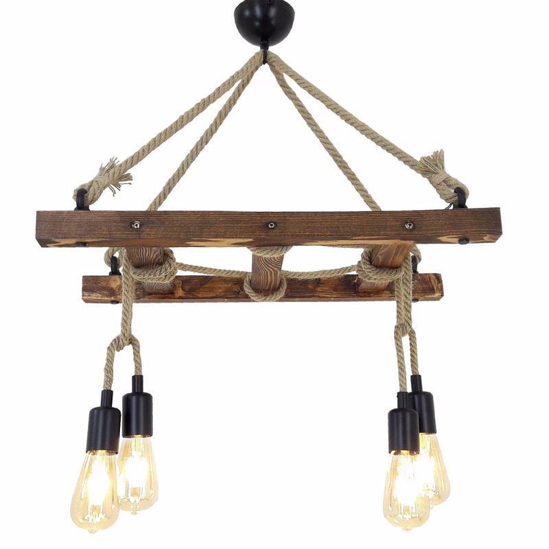 Casa si Gradina - Corpuri si surse de iluminat - Lustre si pendule - Candelabru, Opviq, lemn masiv de pin, nuc, 80x34x60 cm - Infinity.ro