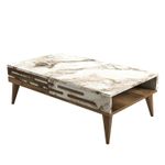 Casa si Gradina - Mobilier - Mese si birouri - Masute de cafea - Masuta de cafea, Hanah Home, pal melaminat, nuc, alb, marmura, 105x60x34.6 cm - Infinity.ro