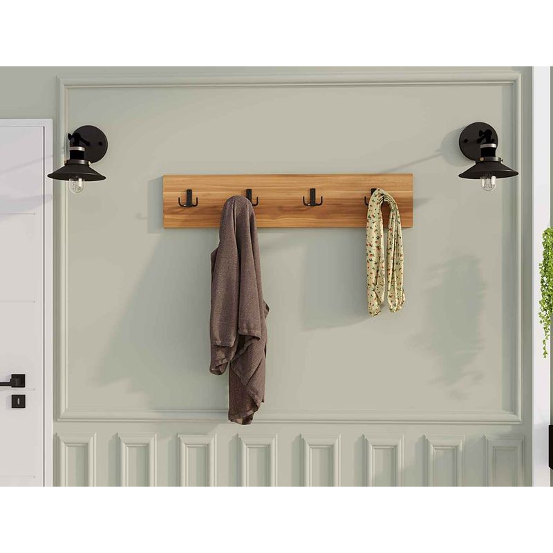 Casa si Gradina - Mobilier - Organizare si depozitare - Cuiere - Cuiere de perete, Hanah Home, pal melaminat, nuc, 80x15x1.8 cm - Infinity.ro