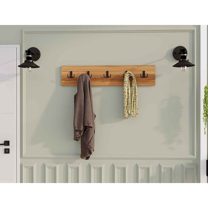 Casa si Gradina - Mobilier - Organizare si depozitare - Cuiere - Cuiere de perete, Hanah Home, pal melaminat, nuc, 80x17x1.8 cm - Infinity.ro