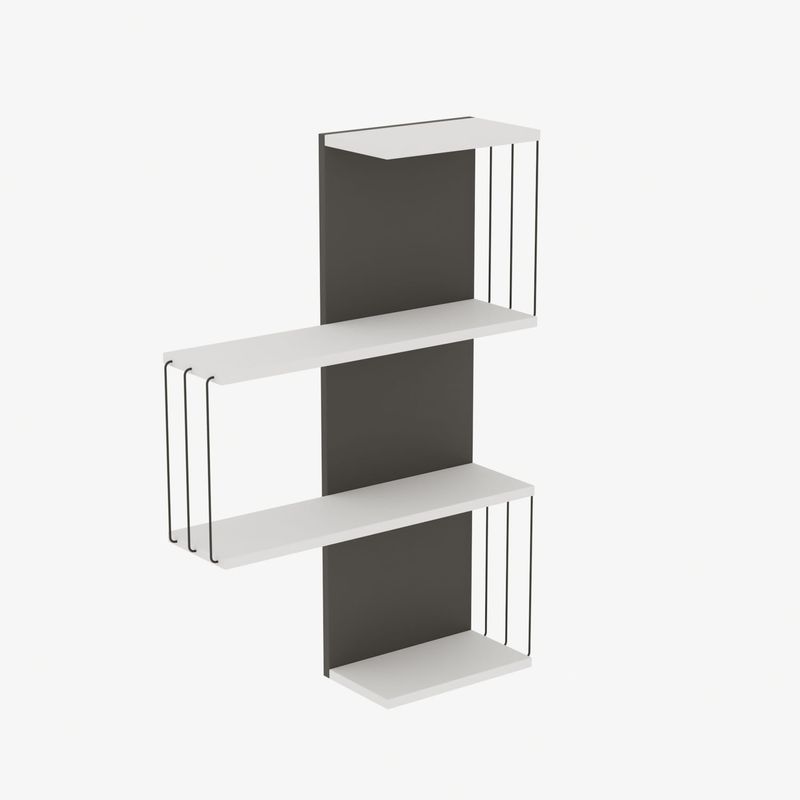 Casa si Gradina - Mobilier - Biblioteci si rafturi - Rafturi - Raft de perete, Hanah Home, pal melaminat, alb si antracit, 64x19x96 cm - Infinity.ro