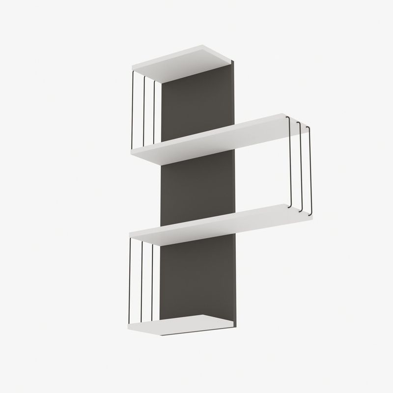 Casa si Gradina - Mobilier - Biblioteci si rafturi - Rafturi - Raft de perete, Hanah Home, pal melaminat, alb si antracit, 64x19x96 cm - Infinity.ro