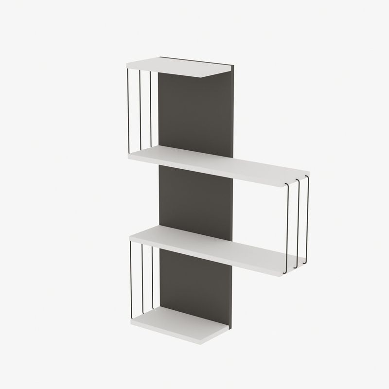 Casa si Gradina - Mobilier - Biblioteci si rafturi - Rafturi - Raft de perete, Hanah Home, pal melaminat, alb si antracit, 64x19x96 cm - Infinity.ro