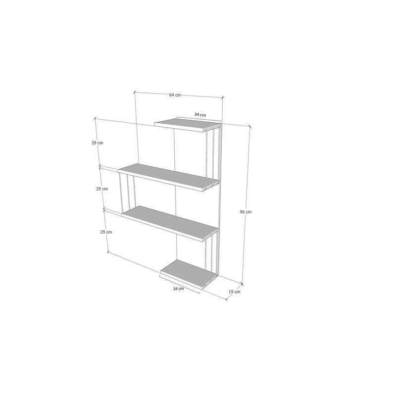 Casa si Gradina - Mobilier - Biblioteci si rafturi - Rafturi - Raft de perete, Hanah Home, pal melaminat, alb si antracit, 64x19x96 cm - Infinity.ro