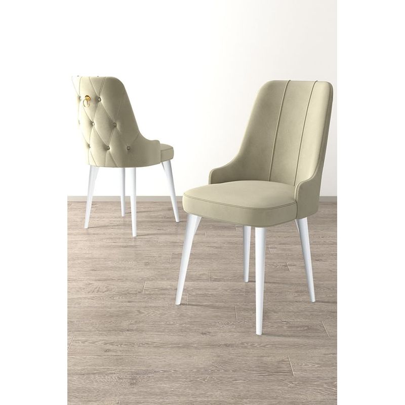 Casa si Gradina - Mobilier - Scaune si fotolii - Scaune - Set scaune, Hanah Home, metal, crem alb, 46x46x94 cm - Infinity.ro