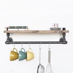 Casa si Gradina - Mobilier - Biblioteci si rafturi - Etajere - Etajera, Hanah Home, lemn molid si metal, negru si nuc, 60x20x14 cm - Infinity.ro