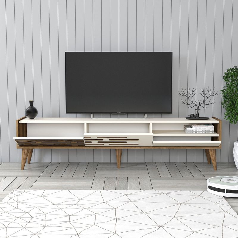 Casa si Gradina - Mobilier - Comode si corpuri - Comode - Comoda tv, Hanah Home, pal melaminat, nuc si crem, 180x45x35 cm, 845HCT5353 - Infinity.ro