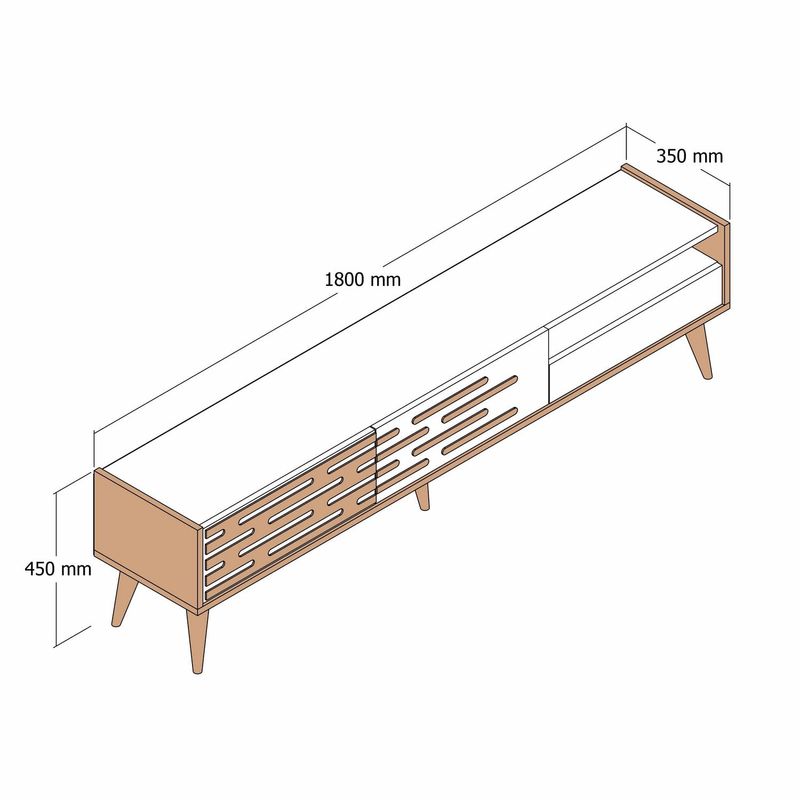 Casa si Gradina - Mobilier - Comode si corpuri - Comode - Comoda tv, Hanah Home, pal melaminat, nuc si crem, 180x45x35 cm, 845HCT5353 - Infinity.ro