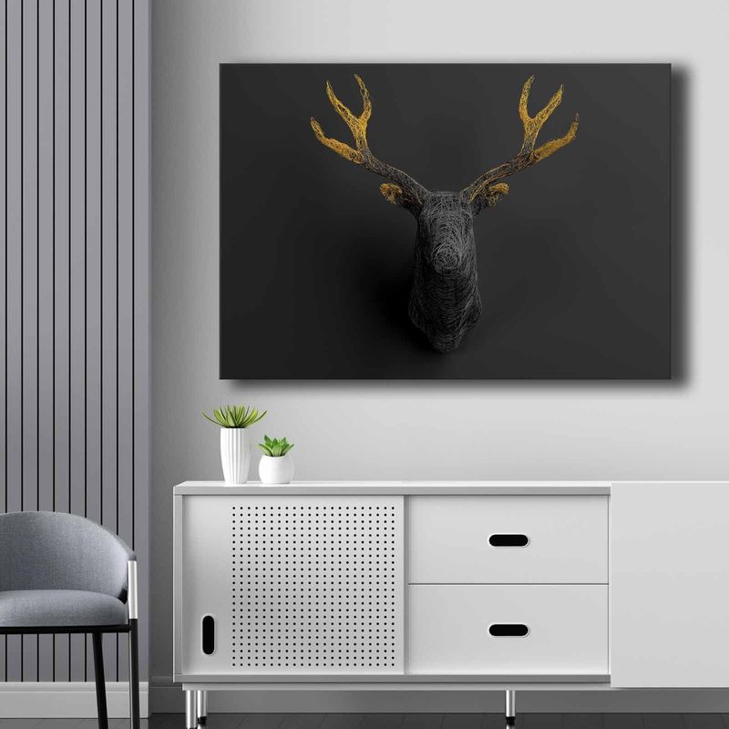 Casa si Gradina - Decoratiuni - Tablouri - Tablou canvas decorativ, Wallxpert, panza, auriu negru, 70x100 cm - Infinity.ro