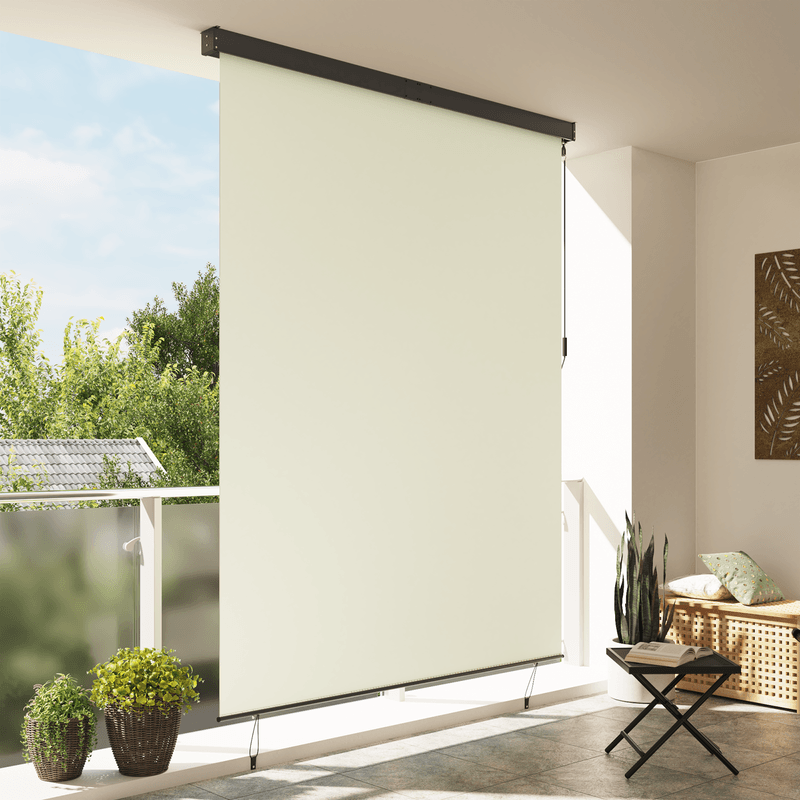 Casa si Gradina - Textile si covoare - Rulouri si jaluzele - Jaluzea Rulou de Exterior Dungi Manual Ajustabil Crem 200 x 250 cm tesatura - Infinity.ro
