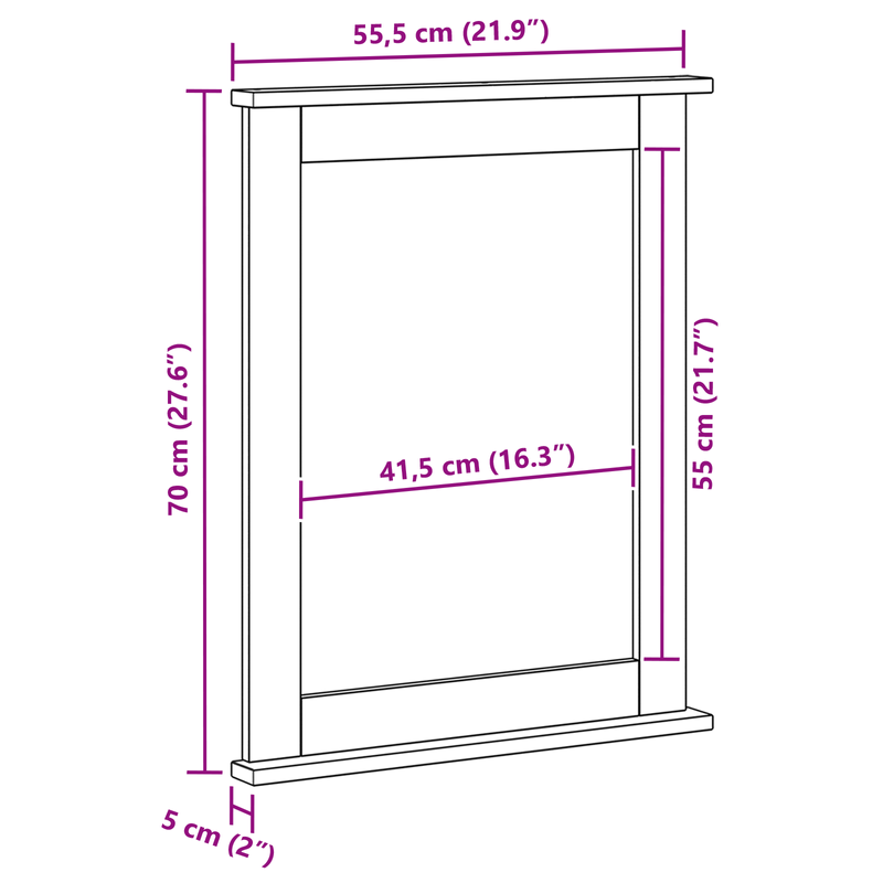 Casa si Gradina - Decoratiuni - Oglinzi - Oglinda maro miere 55.5 x 5 x 70 cm Lemn masiv de pin - Infinity.ro