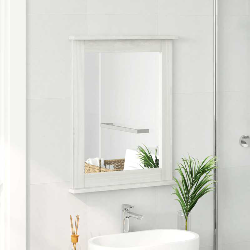 Casa si Gradina - Decoratiuni - Oglinzi - Oglinda cu oglinda Alb 55.5 x 5 x 70 cm Lemn masiv de pin - Infinity.ro
