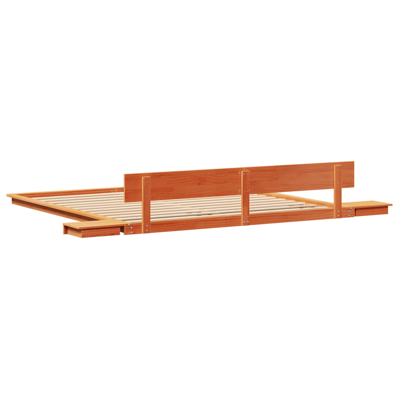 Casa si Gradina - Mobilier - Paturi si accesorii - Paturi - Cadru de pat cu mese laterale maro cerat 200x200cm din lemn masiv - Infinity.ro