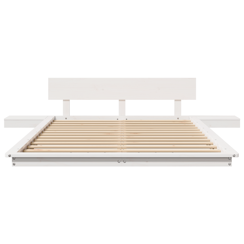 Casa si Gradina - Mobilier - Paturi si accesorii - Paturi - Cadru de pat cu mese de noapte alb 120x200cm lemn masiv - Infinity.ro