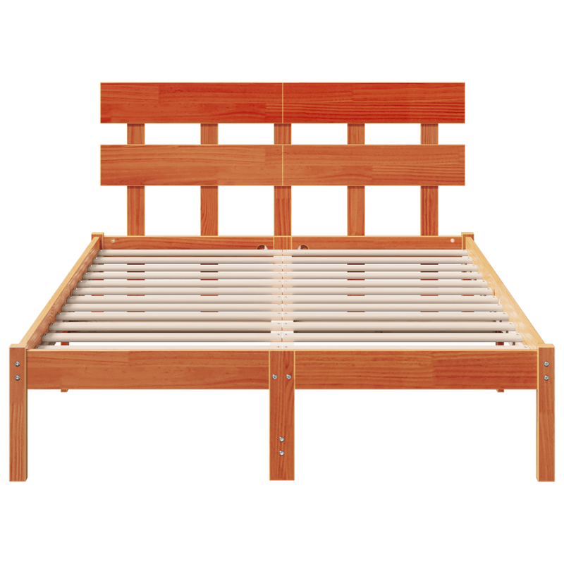 Casa si Gradina - Mobilier - Paturi si accesorii - Paturi - Cadru de pat cu capitana maro cerat 120x190 cm din lemn de pin masiv - Infinity.ro
