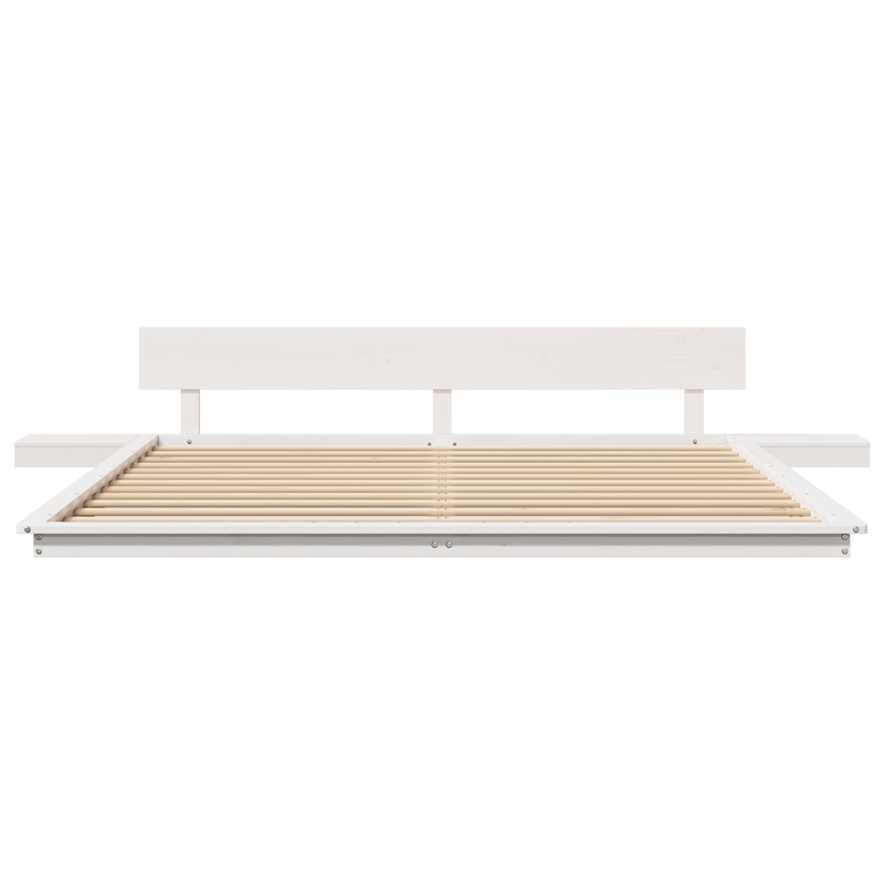 Casa si Gradina - Mobilier - Paturi si accesorii - Paturi - Cadru de Pat cu Mese de Noapte Alb 200x200cm Lemn Masiv - Infinity.ro