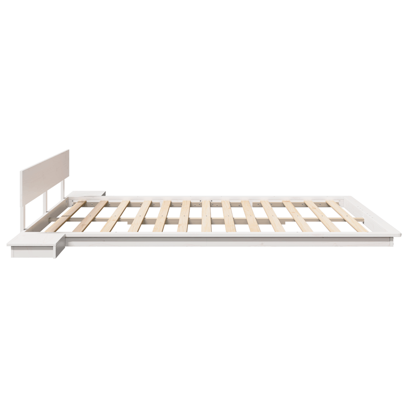 Casa si Gradina - Mobilier - Paturi si accesorii - Paturi - Cadru de Pat cu Mese de Noapte Alb 200x200cm Lemn Masiv - Infinity.ro