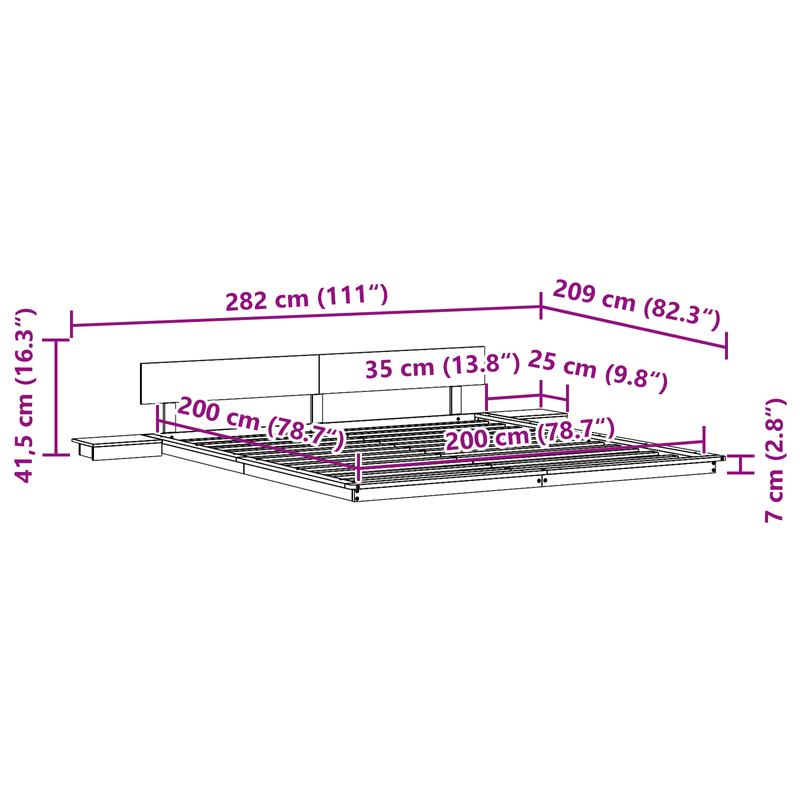 Casa si Gradina - Mobilier - Paturi si accesorii - Paturi - Cadru de Pat cu Mese de Noapte Alb 200x200cm Lemn Masiv - Infinity.ro