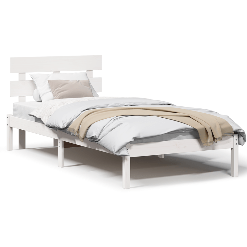 Casa si Gradina - Mobilier - Paturi si accesorii - Paturi - cadru de pat cu spatar alb 80x200 cm din lemn solid de pin - Infinity.ro