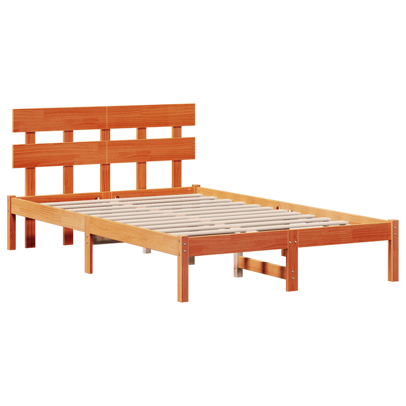 Casa si Gradina - Mobilier - Paturi si accesorii - Paturi - Cadru de Pat cu Tablie Maro Cerat 135x190 cm Lemn Masiv de Pin - Infinity.ro