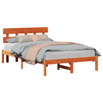Casa si Gradina - Mobilier - Paturi si accesorii - Paturi - Cadru de Pat cu Tablie Maro Cerat 135x190 cm Lemn Masiv de Pin - Infinity.ro
