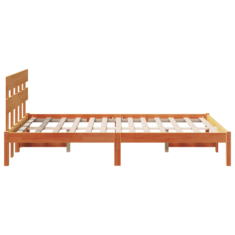 Casa si Gradina - Mobilier - Paturi si accesorii - Paturi - Cadru de Pat cu Tablie Maro Cerat 135x190 cm Lemn Masiv de Pin - Infinity.ro
