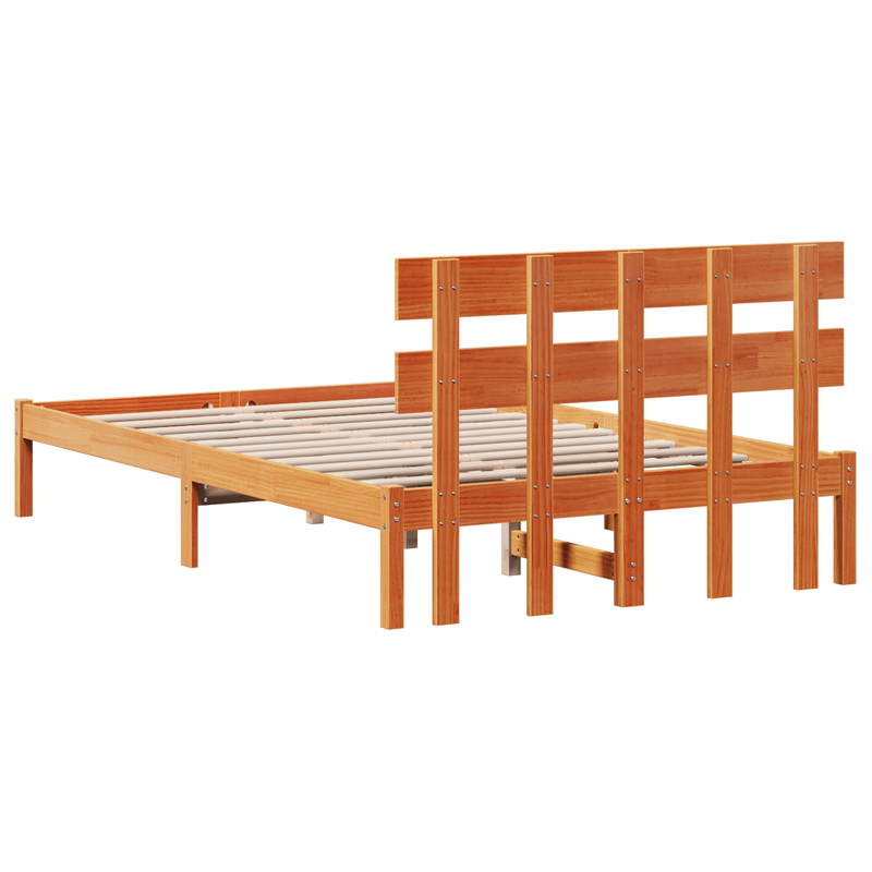 Casa si Gradina - Mobilier - Paturi si accesorii - Paturi - Cadru de Pat cu Tablie Maro Cerat 135x190 cm Lemn Masiv de Pin - Infinity.ro